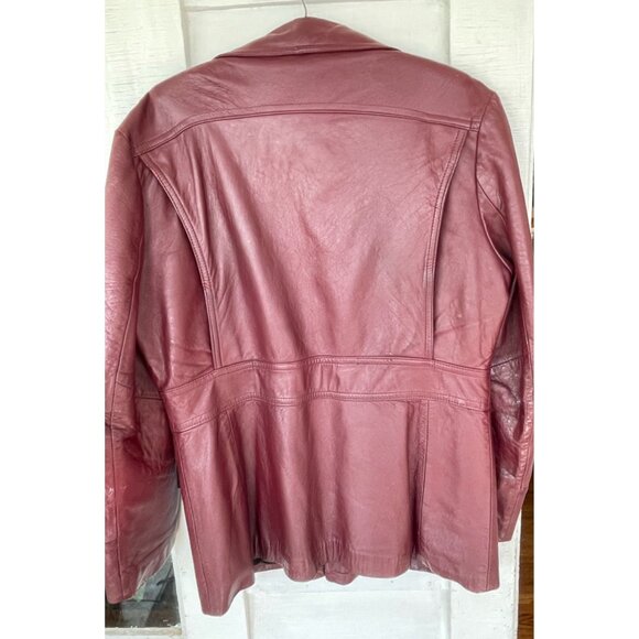 Vintage 1970s Great Things  Canada Burgundy Leather Jacket Mens 42 - Picture 12 of 16